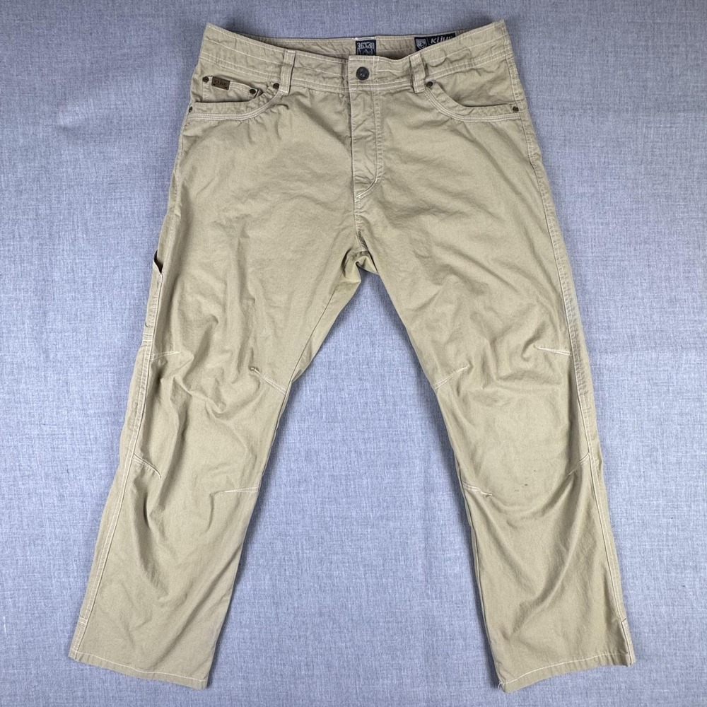 Kuhl Revolvr Pants Mens 36x30 Beige Canvas Hiking Outdoor Khakis Quick Dry